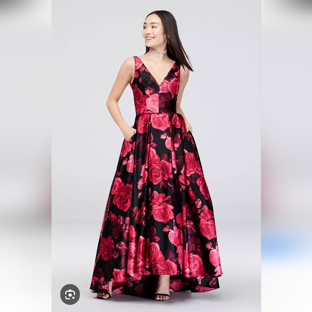 Betsy Adam Black And Red High Low Sundress Sleeveless V-Neck 4